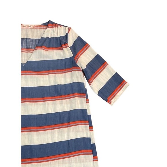 Traffic People Linen Blend Blue Orange Stripe Casual Minimalist Dress Small - Picture 6 of 8